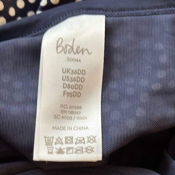Boden Navy Blue and White Polka Dot One Piece Swimsuit size 36DD - Picture 3 of 4